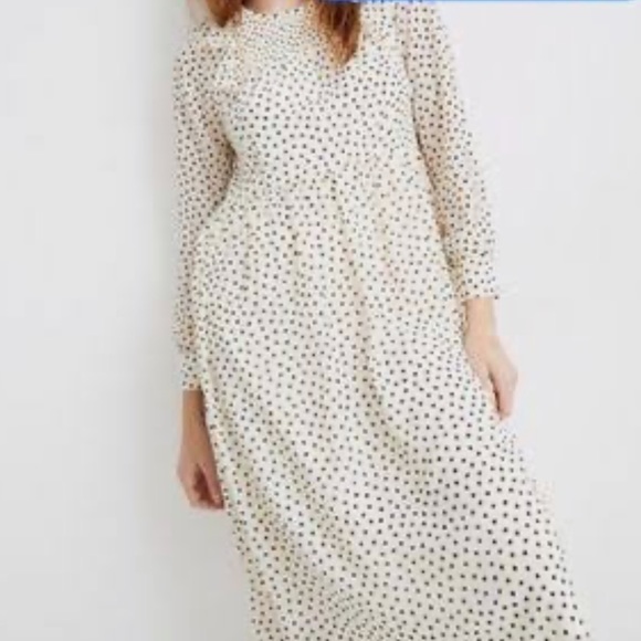 Madewell Dresses & Skirts - Madewell Sheer MIDI Dress with Polka Dots and Ruffles, size XXS.